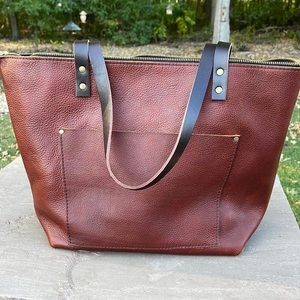 Portland leather large zipper Tote